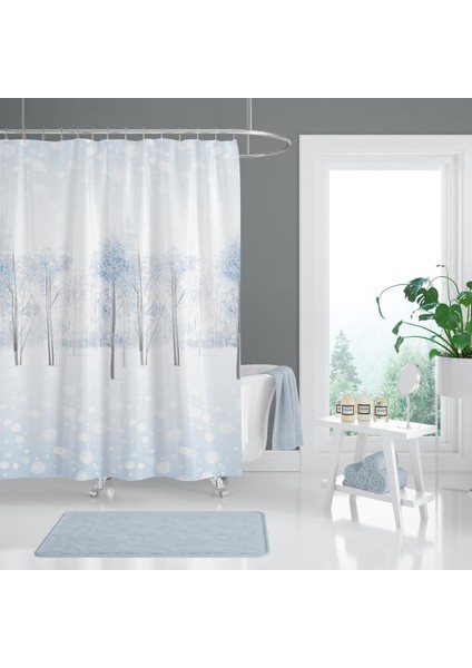 Banyo Perdesi 1X120X200 Tek Kanat Duş Perdesi Halka Hediyeli Duşakabin Perdesi 8759