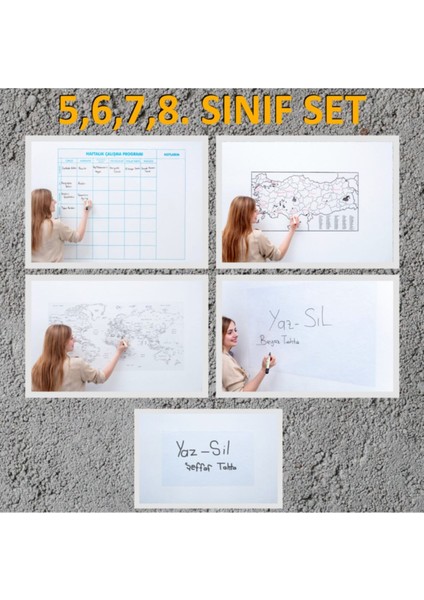 5-8. Sınıf Için Renkli Yazı Tahtası Seti, Eğlenceli ve Öğrenmeye Destekleyici