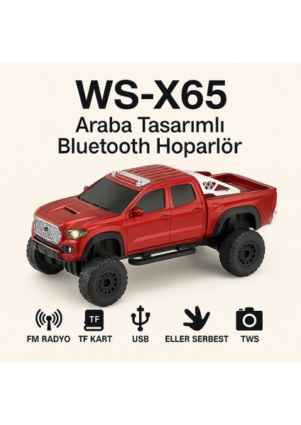 WS-X65 Bluetooth Hoparlör – Tf Kart, Usb, Fm Radyo, Aux, Tws, Şarjlı