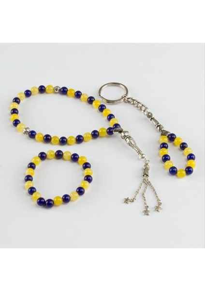 Taraftar 3' Lü Doğal Taş Set (Anahtarlık,bileklik,tesbih)