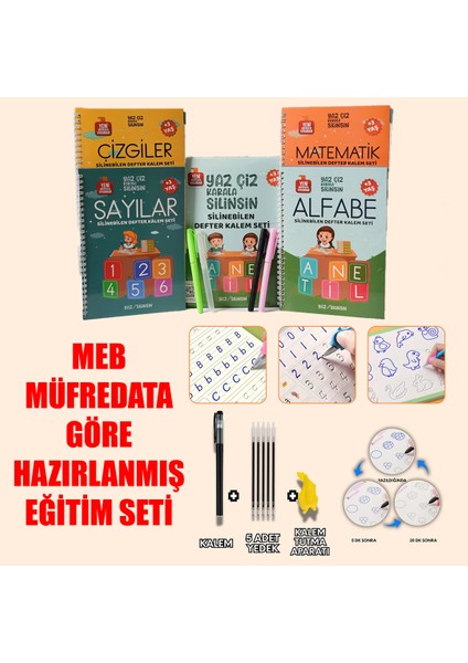 Yazma Öğreniyorum Seti - Yeni Müfredata Uygun Türkçe Sihirli Yazı Defter Seti fiyatları