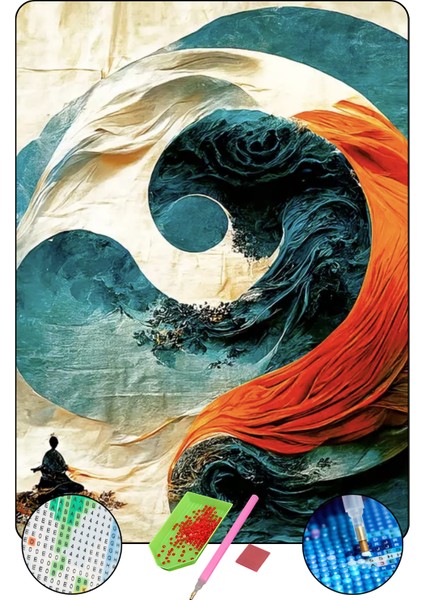 5d Elmas Boyama Seti – yin Yang ve Meditasyon | 40X50 cm - Tuvale Gerili Diamond Painting Sayılarla Boyama Elmas Mozaik Tablo