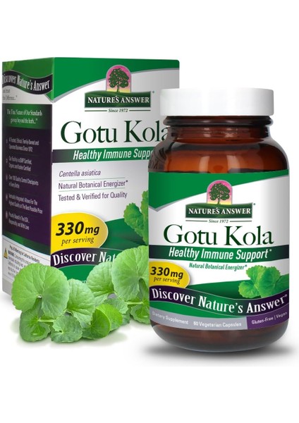 Organik Gotu Kola 475 mg Mineral Centella Asiatica Full Spectrum Immune