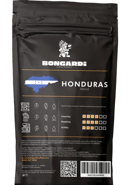 5X200G Honduras Yöresel Blend Kahve Seti (Çekirdek Veya Öğütülmüş Seçilebilir) modelleri