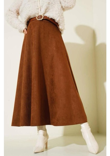 A Kesim Maxi Boy Süet Kiloş Etek 0032