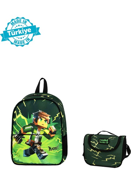 Minekrafter Temalı Anaokul Çantası ve Termal Beslenme Çantası Set
