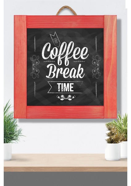 Kare Ahşap Yazı Tahtası, Duvar Dekoru, 30X30 Cm, Kırmızı