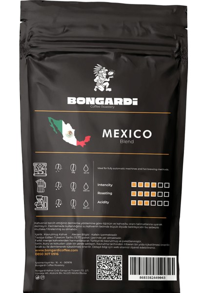 Meksika Yöresel Blend Kahve Seti 5X200G (Çekirdek Veya Öğütülmüş Seçilebilir) modelleri