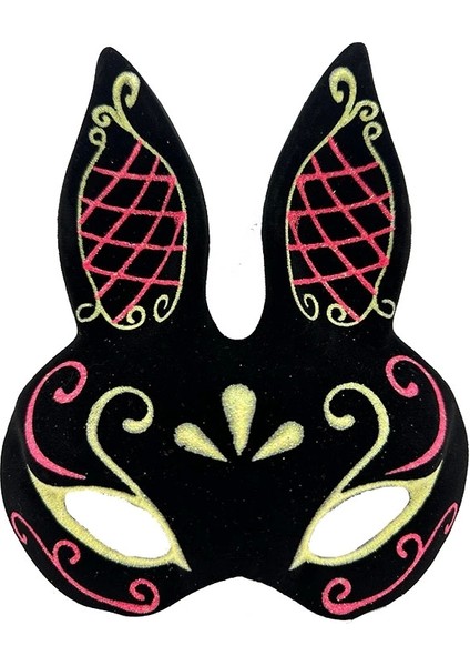 Siyah Kırmızı Gold Tavşan Maskesi