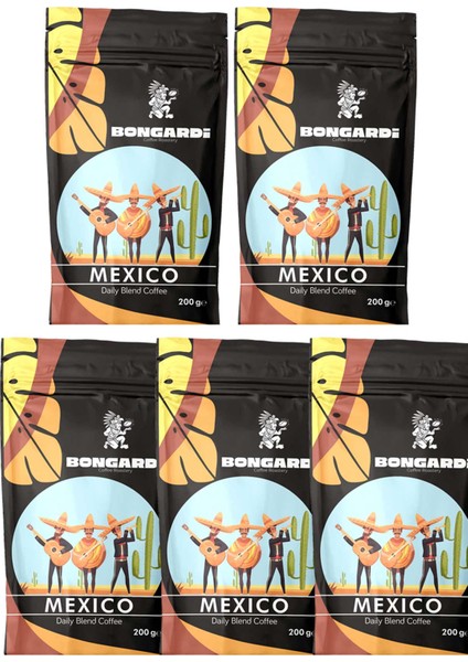 Meksika Yöresel Blend Kahve Seti 5X200G (Çekirdek Veya Öğütülmüş Seçilebilir)