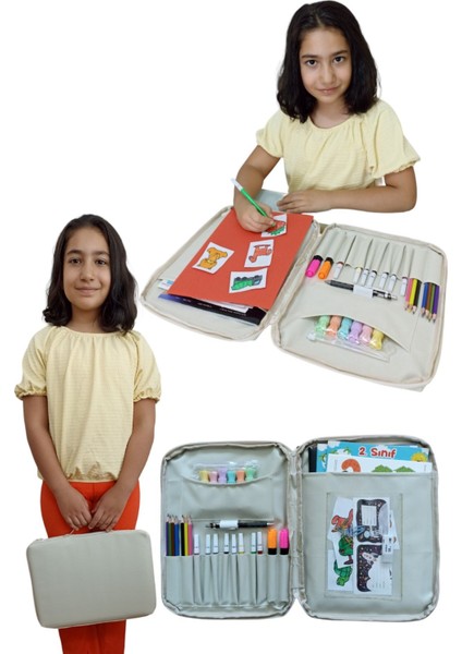 Çocuklar Için Sevimli Aktivite Çantası, Boyama, Kalemlik ve Defterli Set