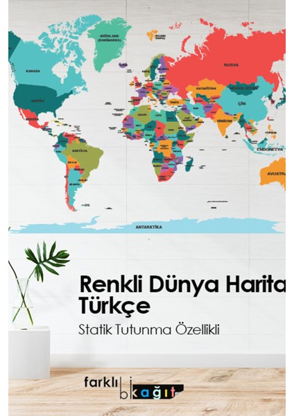 Renkli Yazılıp Silinebilir Dünya ve Türkiye Haritası Seti 95X150CM ve 87X150CM fiyatları