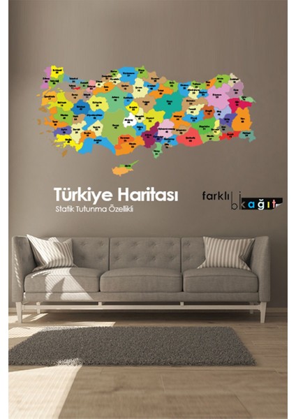 Renkli Yazılıp Silinebilir Dünya ve Türkiye Haritası Seti 95X150CM ve 87X150CM modelleri