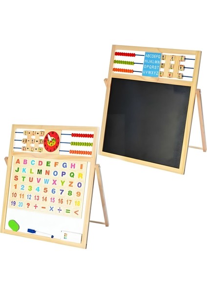 Iki Taraflı Ahşap Yazı Tahtası, Manyetik, Eğitici ve 40 cm Bej fırsatları