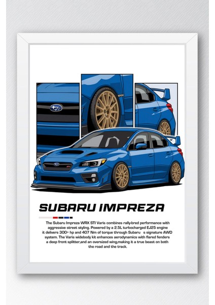 Subaru Impreza Çerçeveli Tablo - Subaru Car Poster