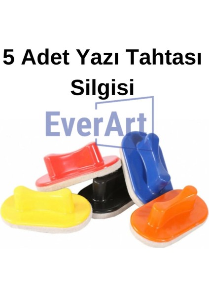 Renkli Keçeli Yazı Tahtası Silgisi Seti, 5 Adet, Eğlenceli ve Kullanışlı