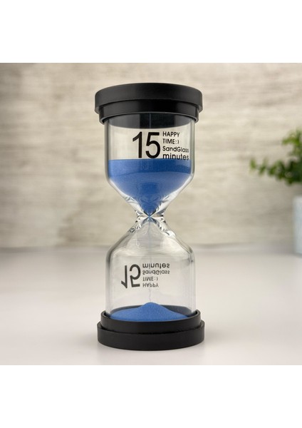 Renkli Dekoratif Kum Saati 15 Dakika, Cam Gövdeli Modern Kum Saati 15 Dk, Ofis, Ev ve Çocuk Odası Dekoru Için Modern Tasarım Kum Saati – Zaman Ölçer Masa Saati