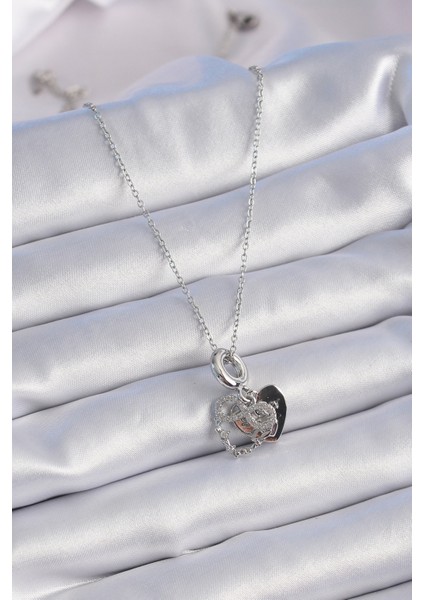 316L Çelik Gümüş Renk Zirkon Taşlı Sonsuzluk Kalp Figür Charm Model Kadın Kolye fiyatları