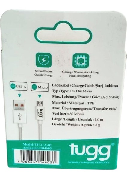 Çok Renkli Usb-A To Micro USB Veri ve Şarj Kablosu 104603 fiyatları