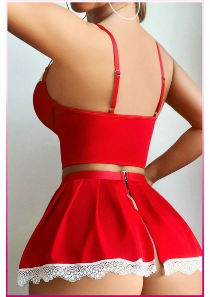 Kırmızı Fırfır Detaylı Özel Tasarım Iç Giyim Seti fiyatları