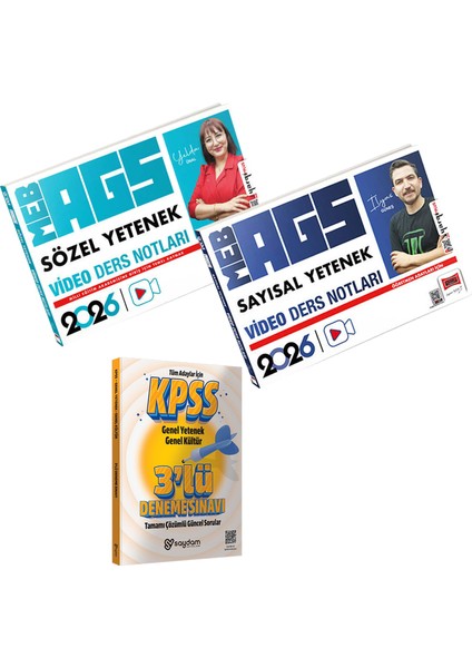 2026 Meb-Ags Öğretmen Adayları Için Sayısal ve Sözel Yetenek Video Ders Notları-Çözümlü 3 Deneme