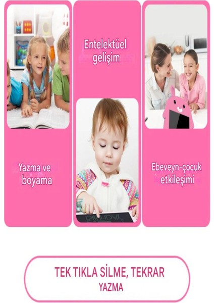 Çocuklar Için Sevimli Tavşan Tasarımlı 9 Inç Dijital Yazı Tableti