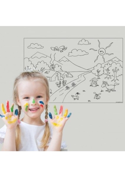 Gri Boyama Çalışması Akıllı Kağıt Tahta 85X56 Cm, Eğlenceli ve Renkli Aktivite Seti