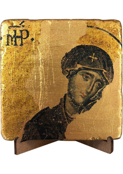 Renkli Hz. Meryem Traverten Panosu, Güzel Dekoratif Duvar Süsü