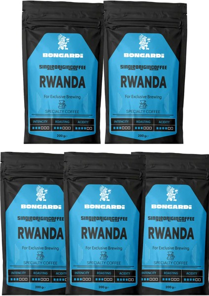 Ruanda Yöresel Single Orjin Kahve Seti 5X200G (Çekirdek Veya Öğütülmüş Seçilebilir)