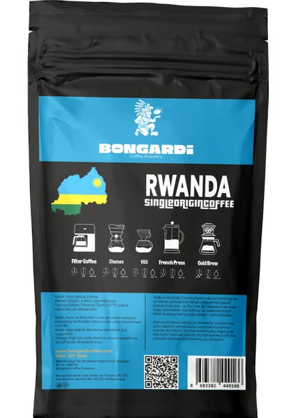 Ruanda Yöresel Single Orjin Kahve Seti 5X200G (Çekirdek Veya Öğütülmüş Seçilebilir) modelleri