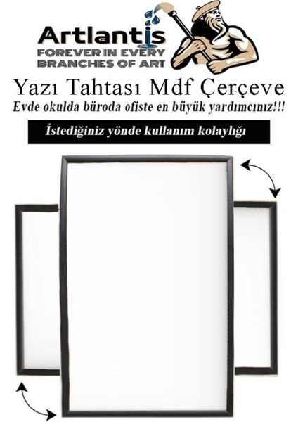 Beyaz 60X90 cm Mdf Duvara Monte Yazı Tahtası, Çerçeveli ve Askılı fiyatları