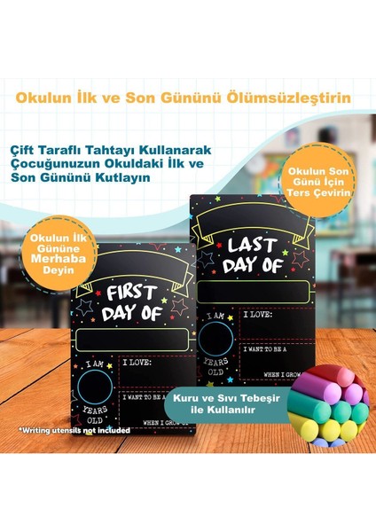 Çift Taraflı Kuru Yazı Tahtası, 25X35CM, Siyah, Okul Günleri Için Renkli Çözüm