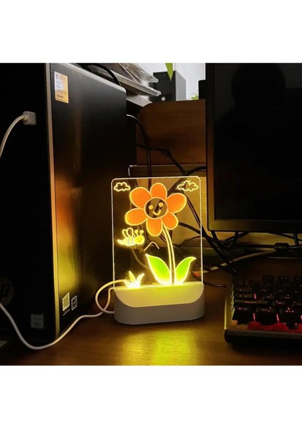 7 Kalemli Memo Tahtası, LED Gece Lambası ve USB Mesaj Tahtası, Şık ve Kullanışlı Hediye fırsatları