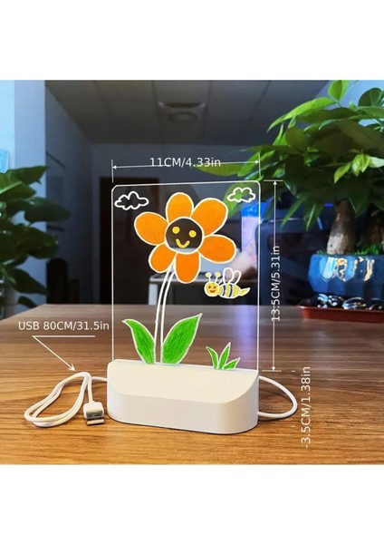 7 Kalemli Memo Tahtası, LED Gece Lambası ve USB Mesaj Tahtası, Şık ve Kullanışlı Hediye indirimleri