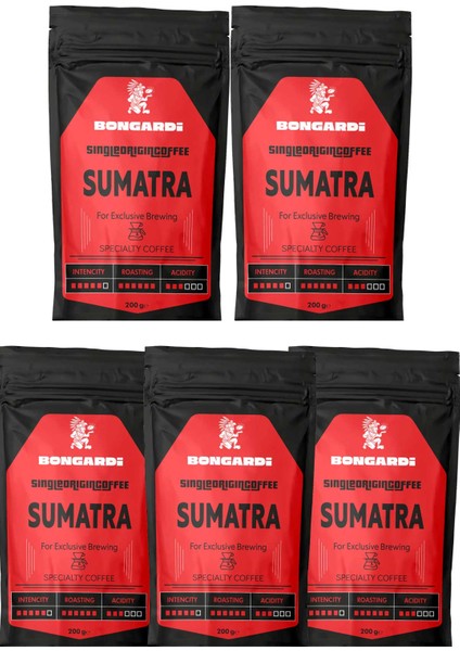 Sumatra Yöresel Single Orjin Nitelikli Kahve 5X200G (Çekirdek Veya Öğütülmüş Seçilebilir)