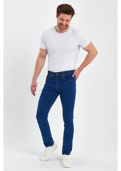 Erkek Fermuarlı Düz Slim Fit Jeans modelleri