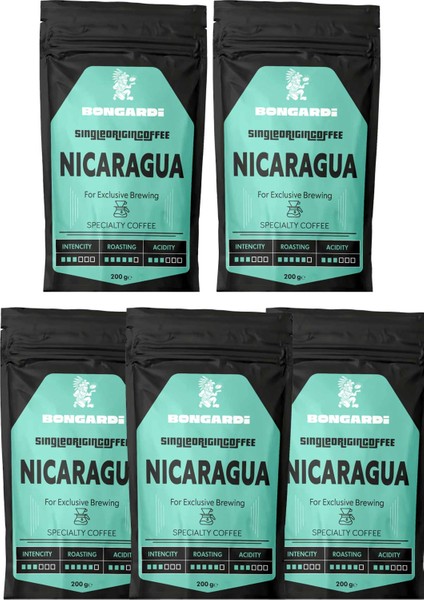 Nicaragua Yöresel Single Orjin Nitelikli Kahve Seti 5X200G (Çekirdek Veya Öğütülmüş Seçilebilir)