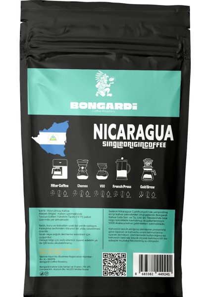 Nicaragua Yöresel Single Orjin Nitelikli Kahve Seti 5X200G (Çekirdek Veya Öğütülmüş Seçilebilir) modelleri