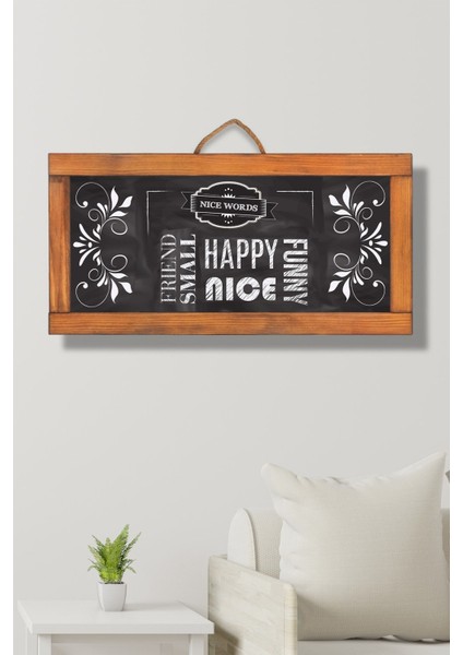 Kahverengi Ahşap Yazı Tahtası, Duvar Dekoru, 60X30 Cm, Yatay, Ev Dekorasyonu