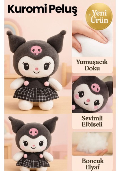 Kawaii Kuromi Sevimli Kostümlü Karakter - Sevimli Elbiseli - 24 cm Yumuşak Doku modelleri