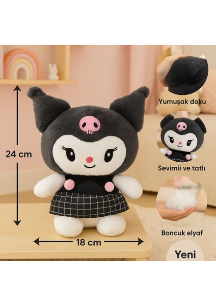 Kawaii Kuromi Sevimli Kostümlü Karakter - Sevimli Elbiseli - 24 cm Yumuşak Doku fırsatları