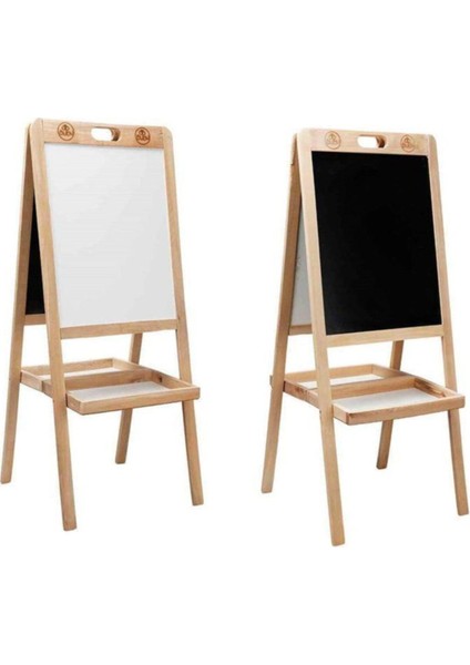 Ayaklı Çift Taraflı Renkli Yazı Tahtası 40X50 Cm, Kayın Ağacı