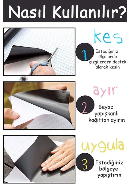 Renkli Silinebilir Çocuk Yazı Tahtası 60X200CM, Tebeşir ve Sunum Hediyesi