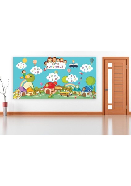 Okul Temalı Renkli Poster, Öğrenmeyi Keyifli Kılan Dekorasyon Parçası