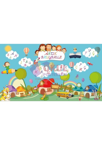 Okul Temalı Renkli Poster, Öğrenmeyi Keyifli Kılan Dekorasyon Parçası modelleri