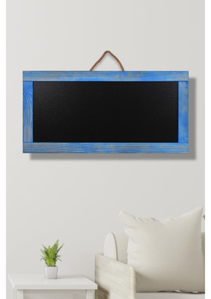 Yatay Ahşap Yazı Tahtası, Duvar Dekoru, 60X30 Cm, Mavi fiyatları