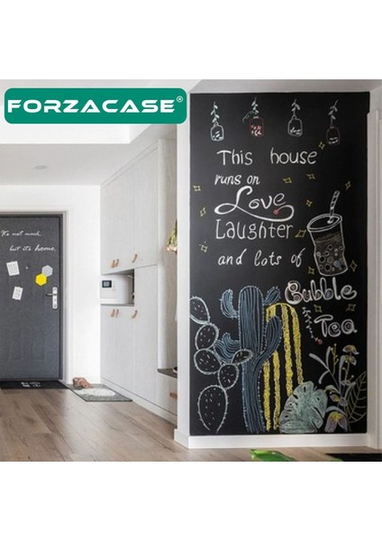 Yazılabilir Kara Tahta Folyo Seti, Pvc Duvar Sticker, 5 Tebeşir, FC091