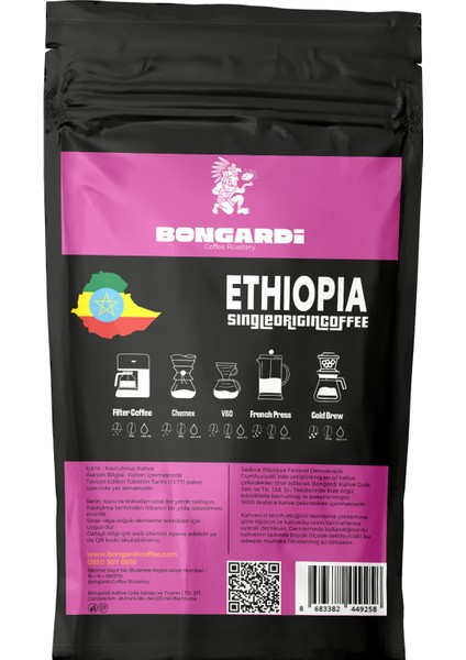 Etiyopya Yöresel Single Orjin Nitelikli Kahve Seti 5X200G (Çekirdek Veya Öğütülmüş Seçilebilir) modelleri