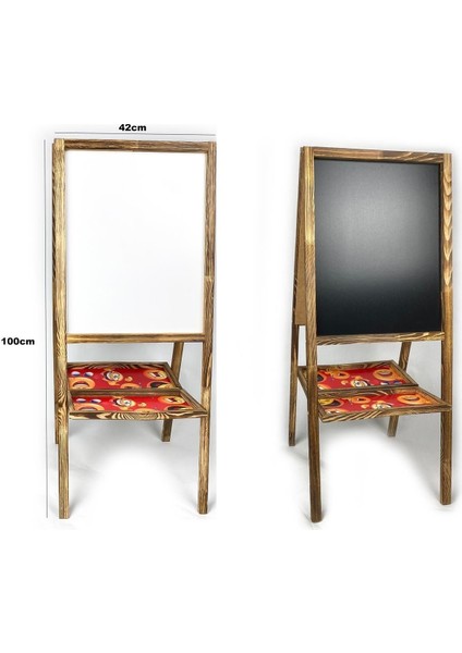 Emoji Baskılı Çift Taraflı Ahşap Yazı Tahtası 100X42 Siyah