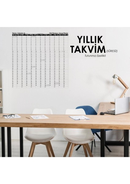 Yıllık Planlayıcı Takvim, Tahta ve Kalem Seti, Kullanım Kolaylığı Sağlar.